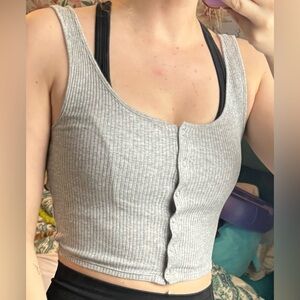 H&M Light Gray Ribbed Crop Top